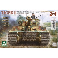 TAKOM 1/35 TIGER I SD.KFZ.181 PZ.KPFW.VI AUSF.E "MICHAEL WITTMAN'S TIGER" NORMANDY 1944 LATE/LATE COMMAND-PRODUCTION W/ ZIMMERIT (2 IN 1) PLASTIC MODE