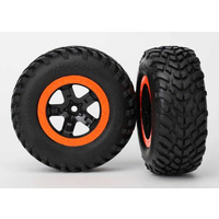 TRAXXAS   TYRE & WHEEL ASSY, GLUED (SCT, BLACK, ORANGE 4WD)