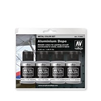 Vallejo Metal Colour Aluminium Dope 4 Colour Acrylic Paint Set [77603]