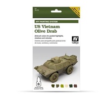 Vallejo Model Air AFV Set US Vietnam Olive Drab 6 Colour Acrylic Paint Set [78412]