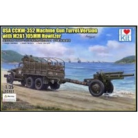 I LOVE KIT 1/35 USA CCKW-352 MACHINE GUN TURRET VERSION AND M2A1 105MM HOWITZER PLASTIC MODEL KIT ILK63537