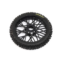 Losi Dunlop MX53 Front Tyre Mounted with Black Wheel, ProMoto-MX LOS46004