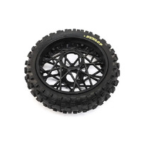 Losi Dunlop MX53 Rear Tyre Mounted with Black Wheel, ProMoto-MX