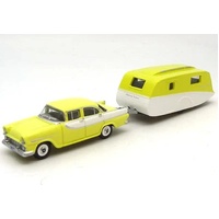 1:87 diecast  FB sedan with caravan set  SATELLITE YELLOW/WHITE  R.075